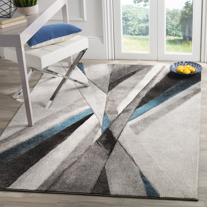Orren Ellis Vilica Abstract Gray/Teal Area Rug & Reviews Wayfair